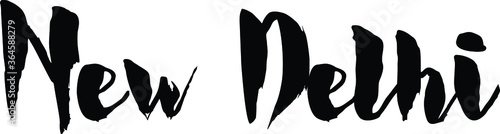 Capital City Name "New Delhi" Hand Written Typography word modern Calligraphy Text 