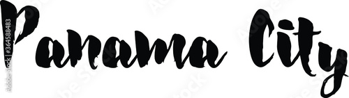 Capital City Name "Panama City"  Hand Written Typography word modern Calligraphy Text