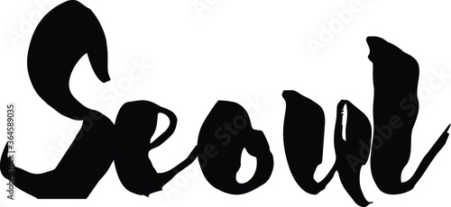 Capital " Seoul " Hand Written Typography word modern Calligraphy Text 