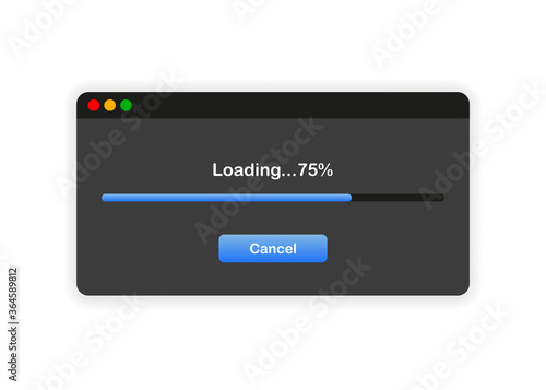Window of user Interface. Loading 75. System download file template on white background. Vector.