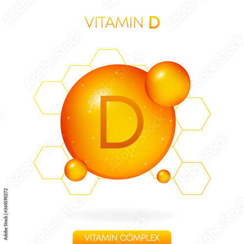 Vitamin D realistic icon. Pill capsule isolated on white background. Vector.