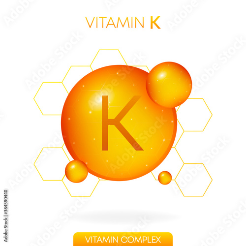 Vitamin K realistic icon. Pill capsule isolated on white background. Vector.