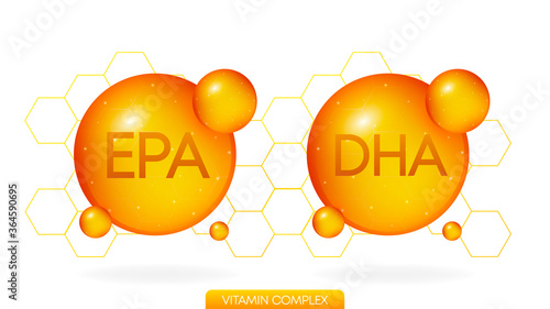 Vitamin complex EPA DHA realistic icon. Pill capsule isolated on white background. Vector.