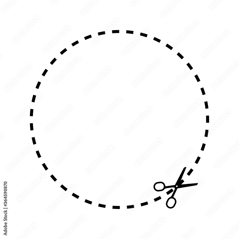 Scissors cut shawls of shapes circle on white background. Vector. Scissors cut shawls of shapes circle on white background. Vector.