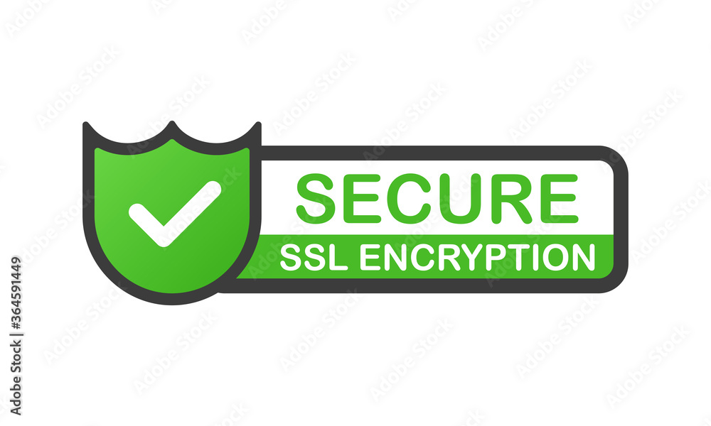 SSL secure https certificate connection shield icon isolated on white background. Green banner. Vector SSL secure https certificate connection shield icon isolated on white background. Green banner. Vector