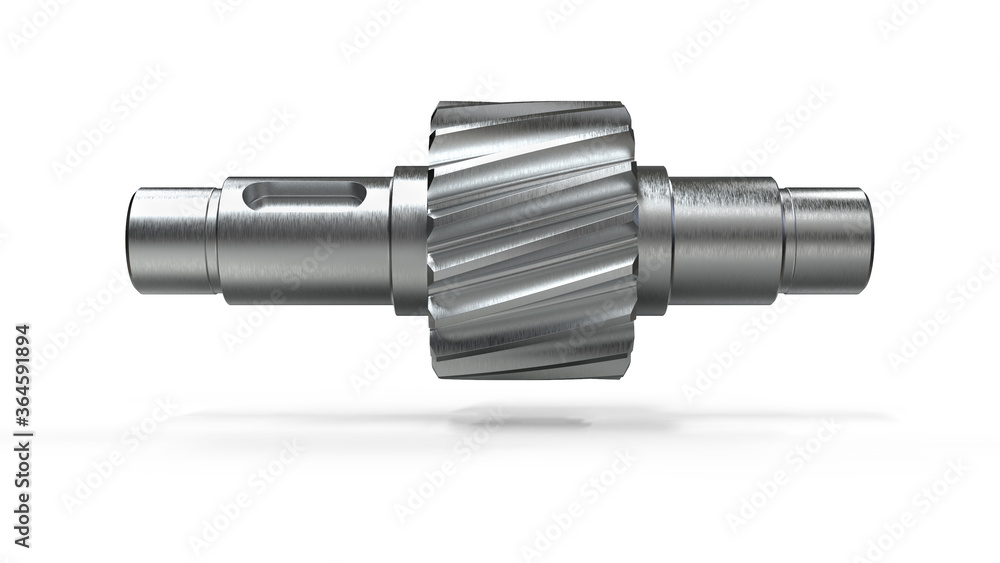 Spur gear, Gear-shaft on white background, 3D rendering. Spur gear, Gear-shaft on white background, 3D rendering.