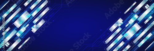 Wide Futuristic sci fi technology background. Hi tech circuit design innovation concept. Abstract communication vector illustration.
