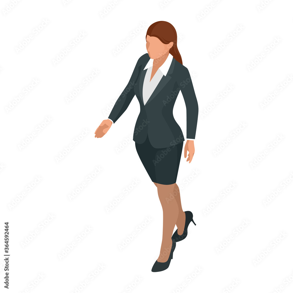 Isometric business woman isolated on write. Creating an office worker character, cartoon people. Business people. Isometric business woman isolated on write. Creating an office worker character, cartoon people. Business people.