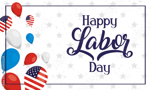 happy labor day celebration with usa flag in balloons helium