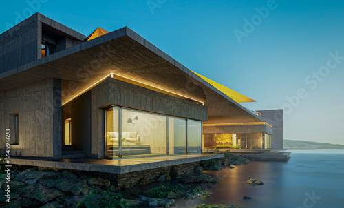 house on the beach 3d render illustration