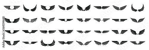 Wings icons set. Simple set of wings vector icons for web design on white background
