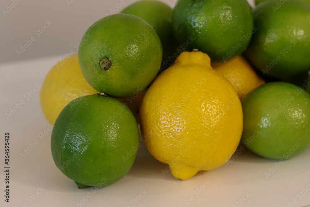 Beautiful lemons arranged on a table. A fruit rich in vitamin c.