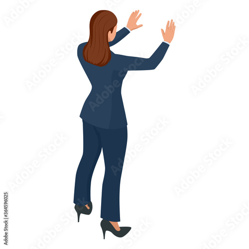 Isometric Business women stylish isolated on white. Business ladies, business woman character pose