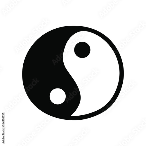 Japan traditional yin-yang symbol in ink Isolated on white background. Hand drawn vector decorative element for decoration, postcard, flyer, banner, posters, stickers and meditation design 