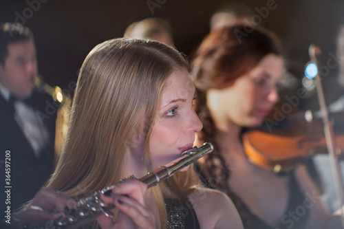 Flutist performing