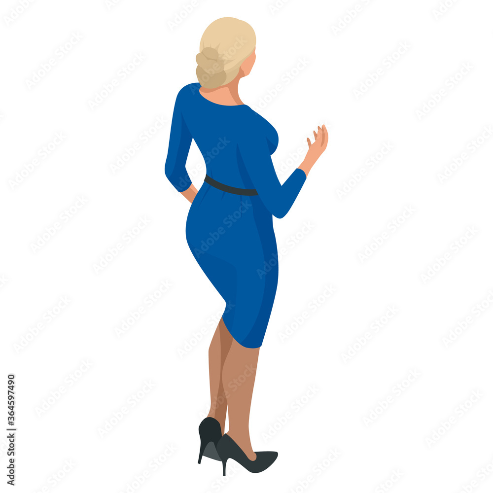 Isometric Business women stylish isolated on white. Business ladies, business woman character pose Isometric Business women stylish isolated on white. Business ladies, business woman character pose