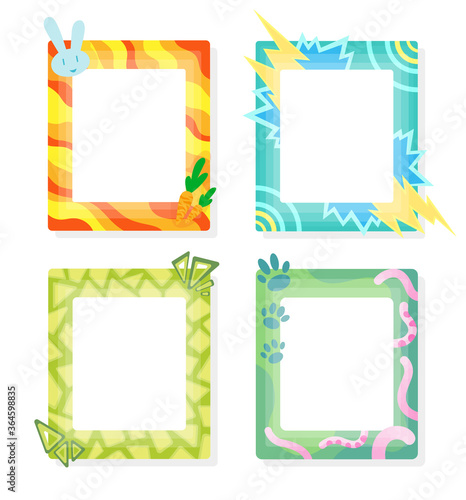 Comic frames in cartoon style. Decorative vector frames template. Scrapbooks design concept. Place to insert your picture