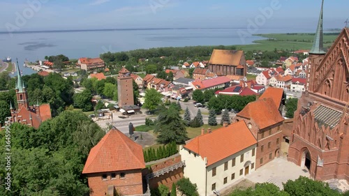 Panorama of landsmarks of Frombork. Small city in Poland. photo