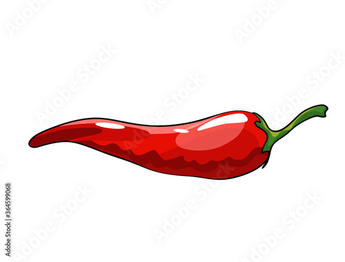Hand drawn chili pepper. Super hot red chilli pepper. Red chilli pepper on white background. Natural healthy food. Spicy ingredient