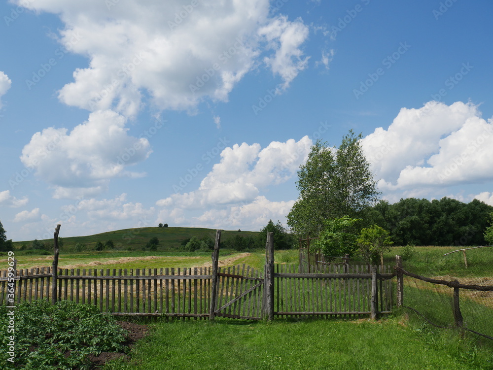 landscape with fence and sky