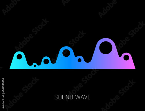 Vector music sound waves. Audio digital equalizer technology, console panel, musical pulse. Dark background