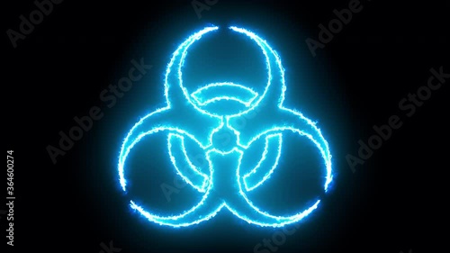 Blue laser biohazard symbol perfect for compositing and motion graphics