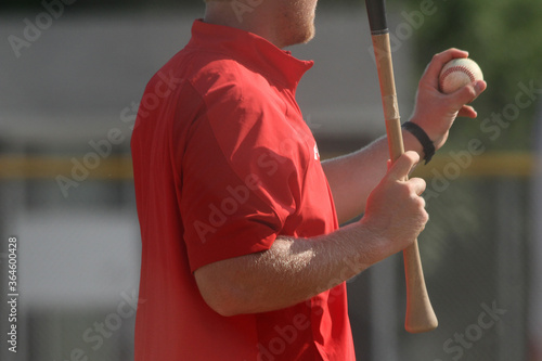 Canvas Print Baseball Coach Hitting Ground Balls