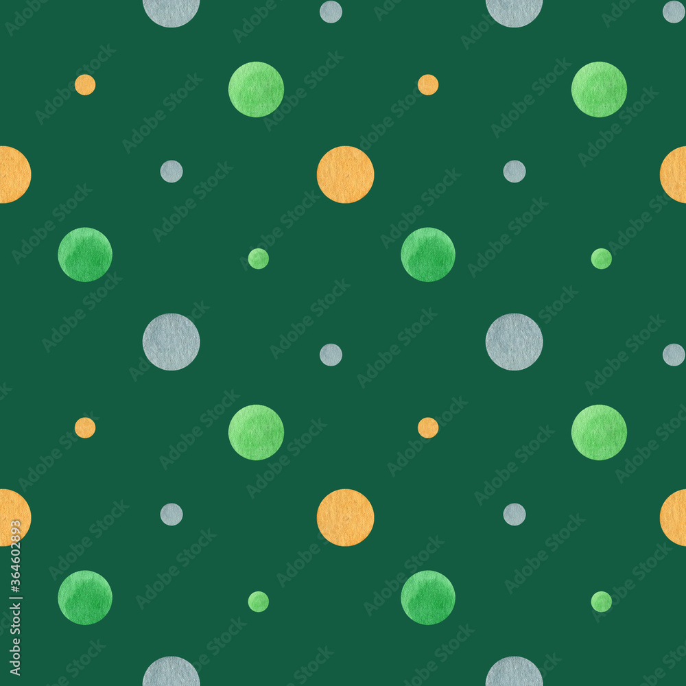 Polka dots Seamless pattern, dotted fabric texture colorful on dark green retro style background for kids blog, web design, scrapbooks, party or baby shower invitations and wedding cards.