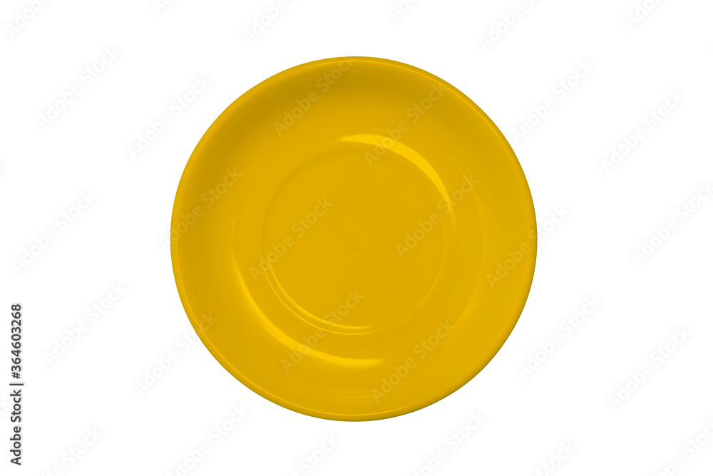 Orange empty plate isolated on a white background. A top view of a flat layout. Orange empty plate isolated on a white background. A top view of a flat layout.