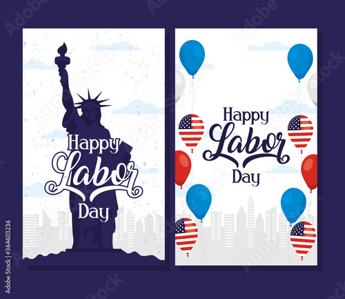 happy labor day celebration with liberty statue