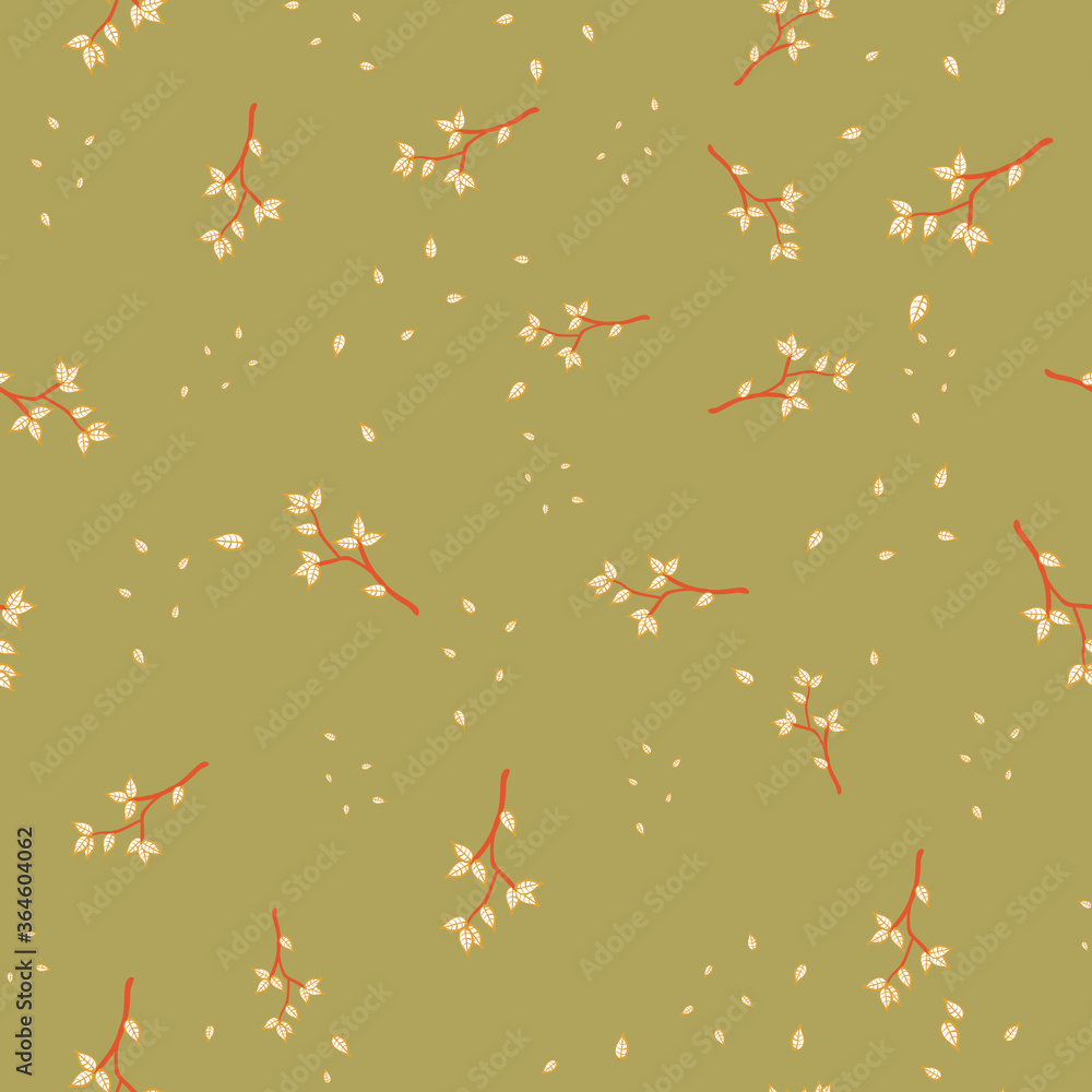 Branches with falling leaves seamless vector pattern. Nature themed surface print design for fabrics, stationery, scrapbook paper, packaging, gift wrap and textiles. Branches with falling leaves seamless vector pattern. Nature themed surface print design for fabrics, stationery, scrapbook paper, packaging, gift wrap and textiles.