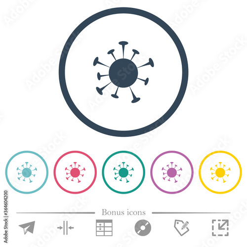 Corona virus flat color icons in round outlines