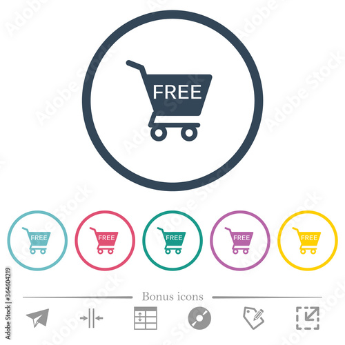 Free shopping cart flat color icons in round outlines