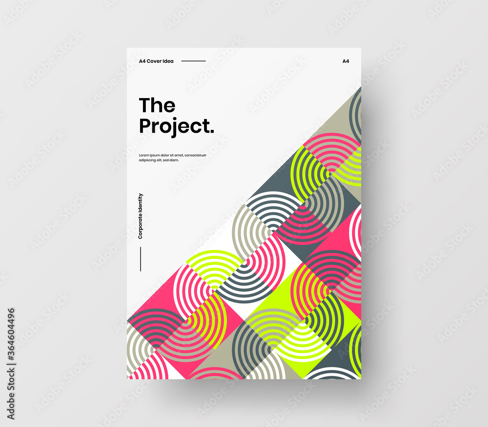 Amazing business presentation vector A4 vertical orientation front page mock up. Modern corporate report cover abstract geometric illustration design layout. Company identity brochure template.