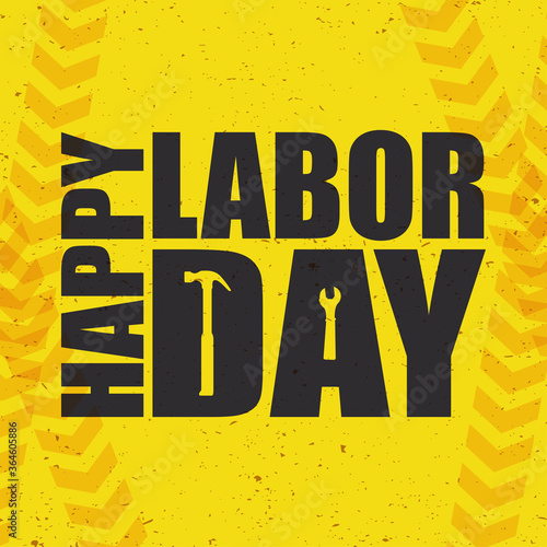 happy labor day celebration with hammer and wrench tools