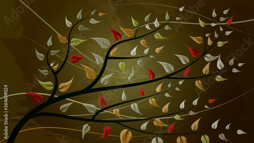 Illustration of a Golden autumn in a contemporary style and modern processing