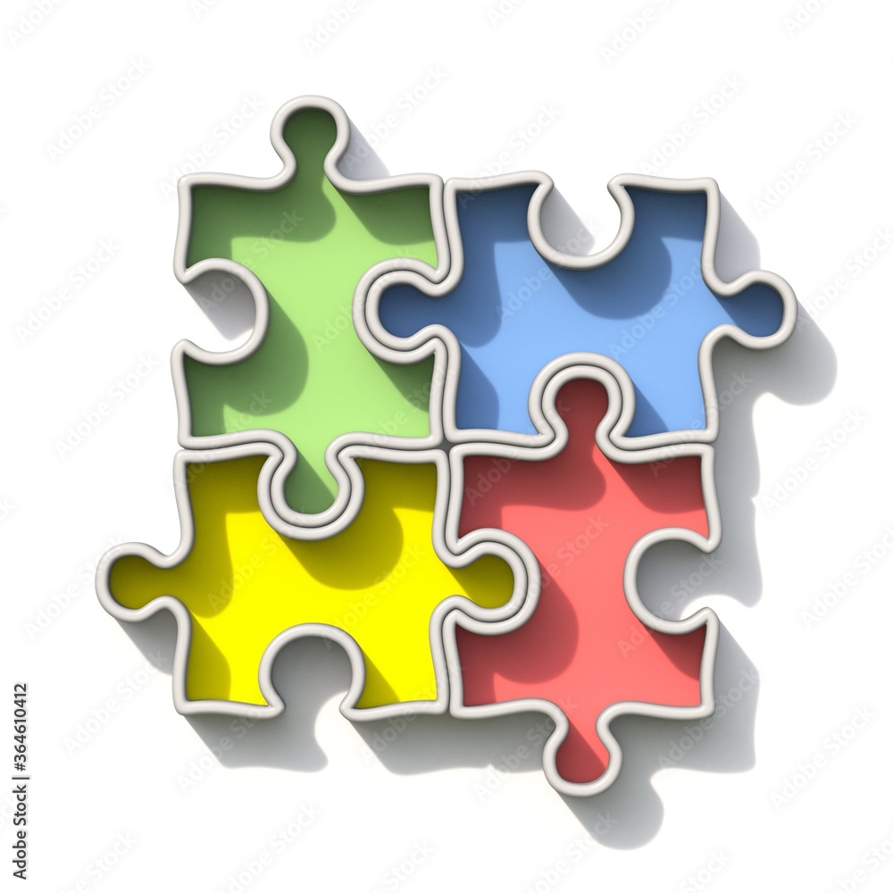 Four basic color jigsaw puzzle 3D Four basic color jigsaw puzzle 3D