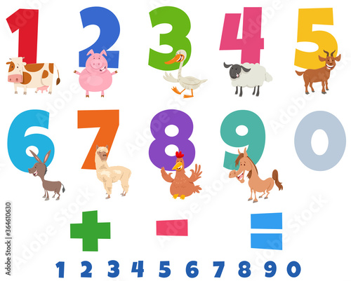 educational numbers set with funny farm animals © Igor Zakowski