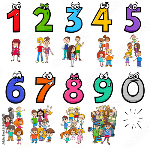 educational cartoon numbers collection with children