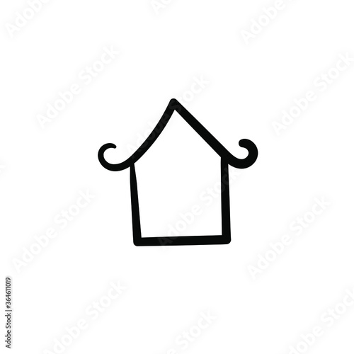 Hand drawn asian house. Simple vector icon