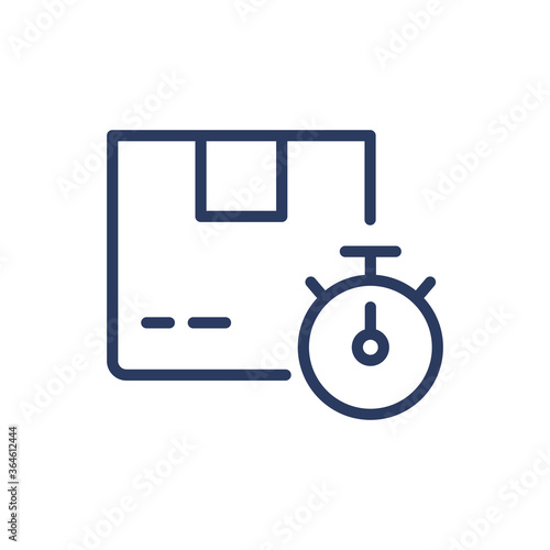Fast delivery thin line icon. Time, box, service isolated outline sign. Shipment and carriage concept. Vector illustration symbol element for web design and apps