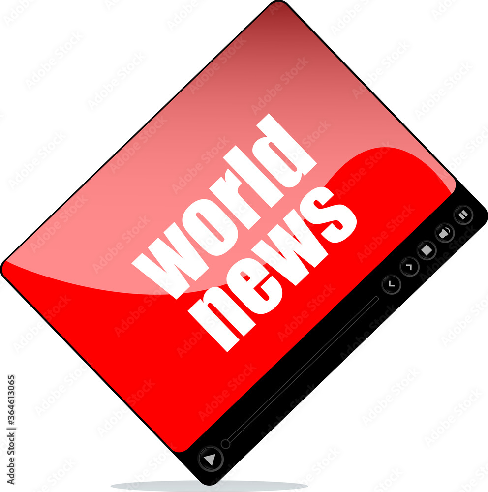 Video player for web with world news word Video player for web with world news word
