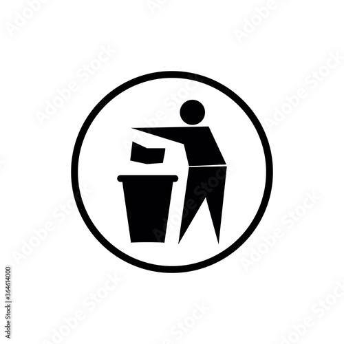 People throwing trash in recycle bin icon for web site and mobile app