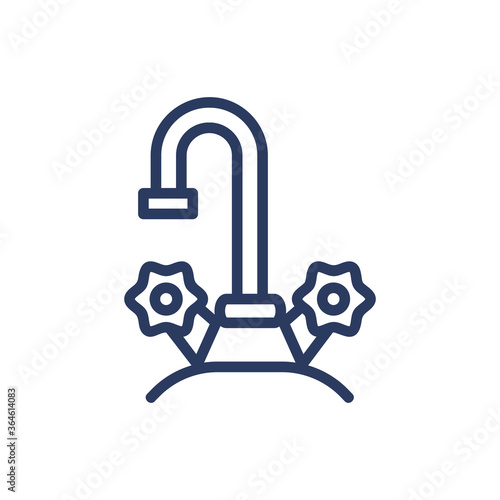 Tap for sink thin line icon. Tube, water, metal isolated outline sign. Plumbing and equipment concept. Vector illustration symbol element for web design and apps