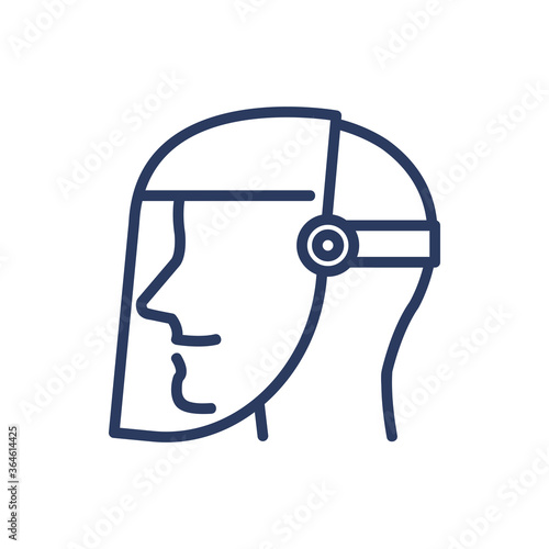 Protective plastic mask thin line icon. Chemical, danger, face isolated outline sign. Work safety and protection concept. Vector illustration symbol element for web design and apps