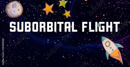Suborbital Flight theme with space background with a rocket, moon, and stars photo