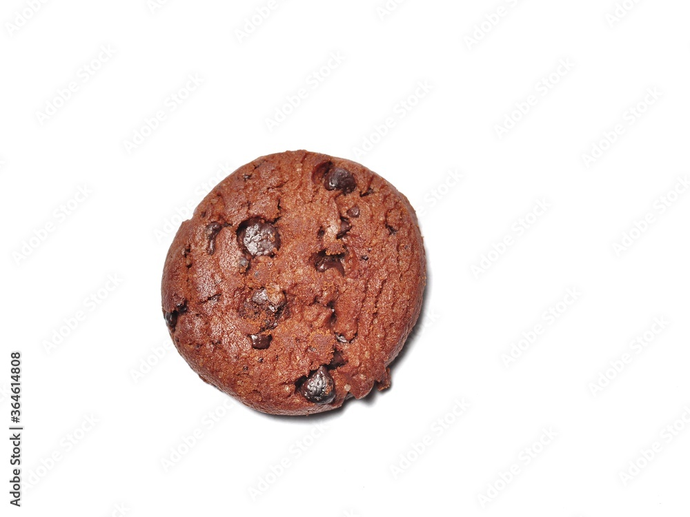 Choco chip cookies isolated on white background. Choco chip chocolate biscuit