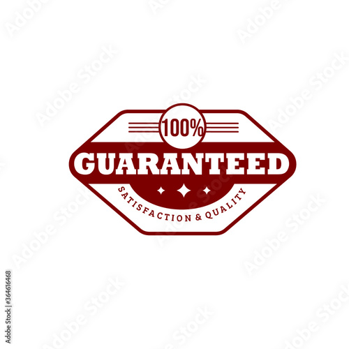 Creative stamp concept of 100% satisfaction and quality guaranteed text in hexagon frame badge vector illustration isolated on white background