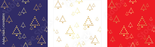 luxury christmas tree seamless repeat vector patten on white red and navy blue background. Great for luxury product packaging, textile, christmas seamless fabric, banner and christmas cards
