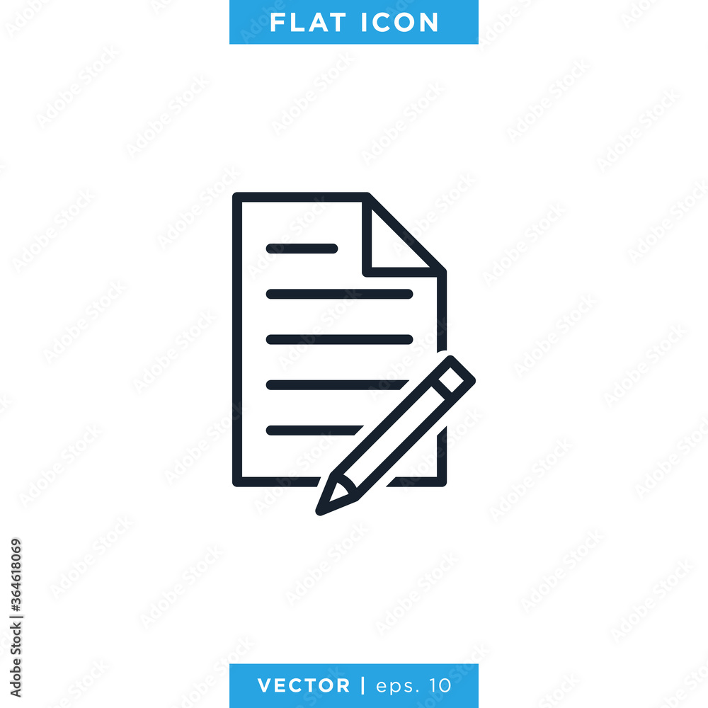 Paper and Pencil Icon Vector Logo Design Template. Document Icon Paper and Pencil Icon Vector Logo Design Template. Document Icon